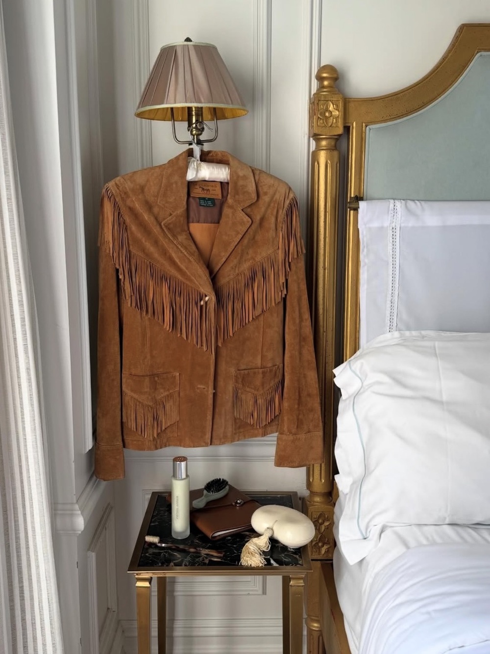 Vintage leather suede fringe oversize jacket size medium